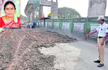 Woman falls off bike on bad road, run over by truck